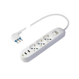 Poly Pool PP2526 Presa Multipla con 2 Prese USB e 3 Prese P40 Pluristandard Spina Salvaspazio Grande 16 A 1.5 Metri Cavo e Interruttore Bianco