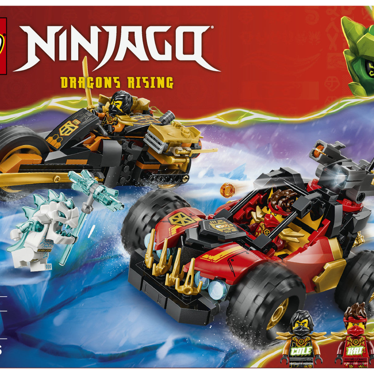 LEGO Ninjago 71864 Veicoli Combinanti di Kai e Cole, con Macchina e Moto Giocattolo e 3 Minifigure, Regalo per Bambini da 7