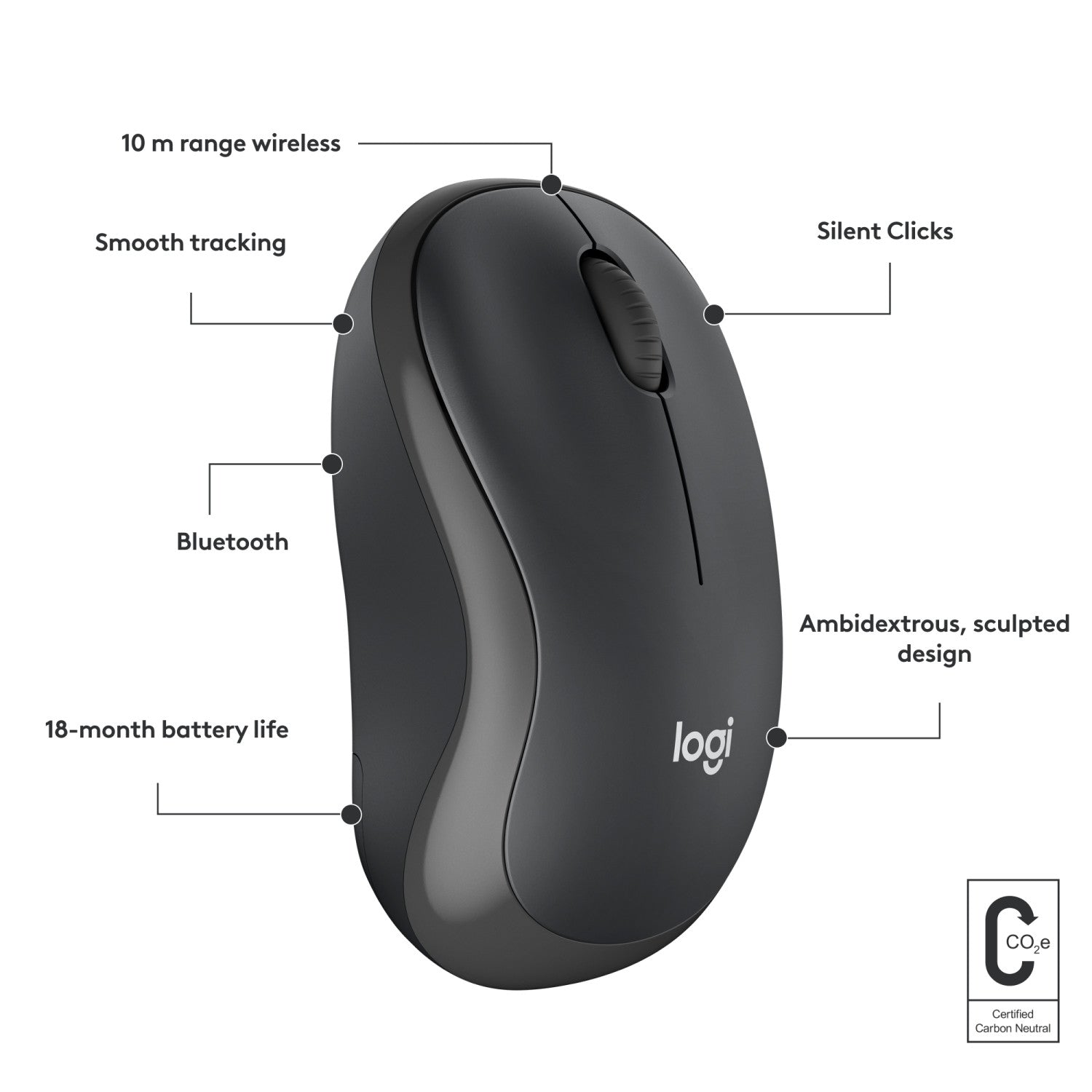 Logitech M240 Mouse Ambidestro Wireless Bluetooth Grafite