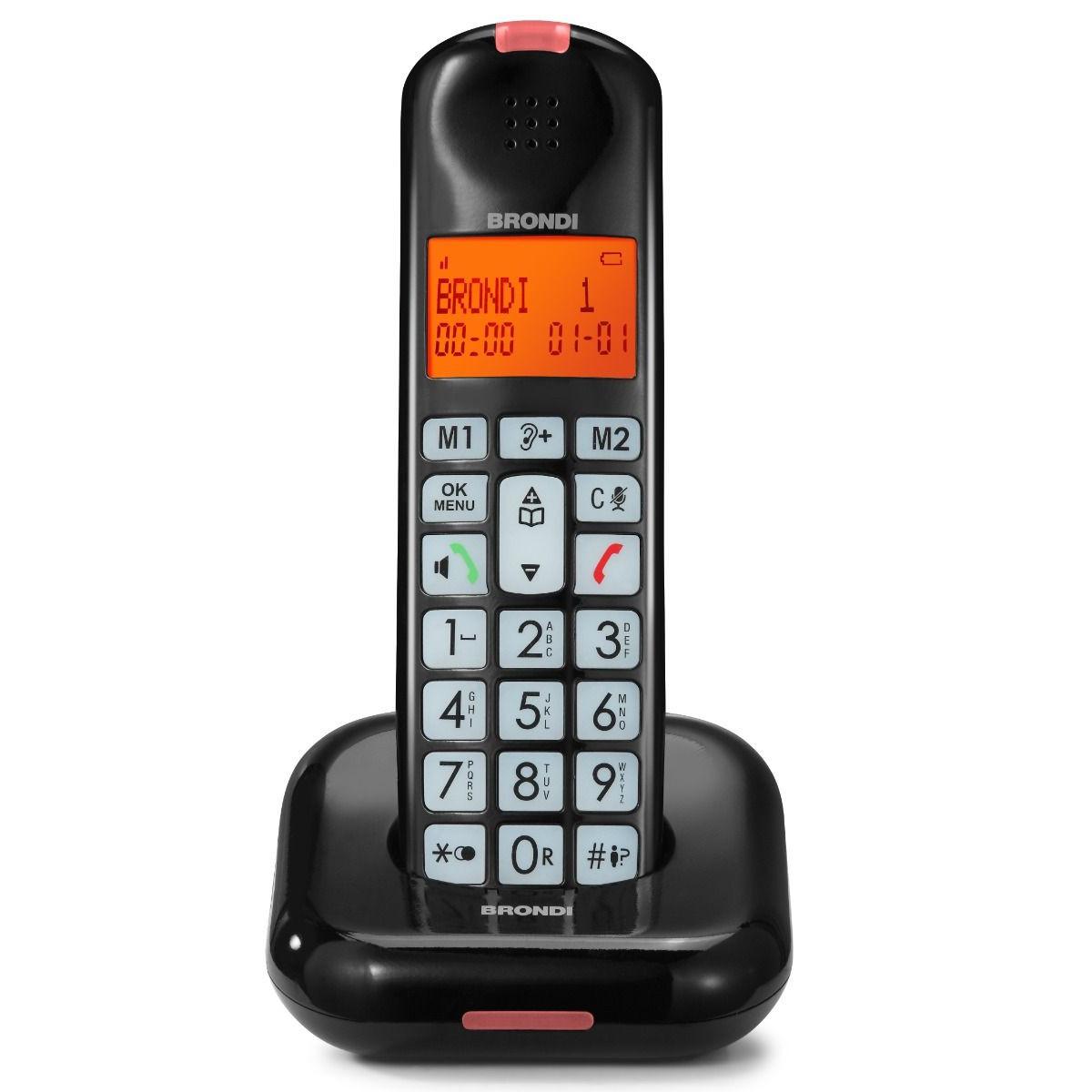 Brondi B0BNQF2QSC Cordless con Tasti Grandi Bravo Moon Nero Grigio