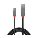 Lindy 36722 cavo USB 1 m USB 2.0 USB A Mini-USB B Nero, Grigio