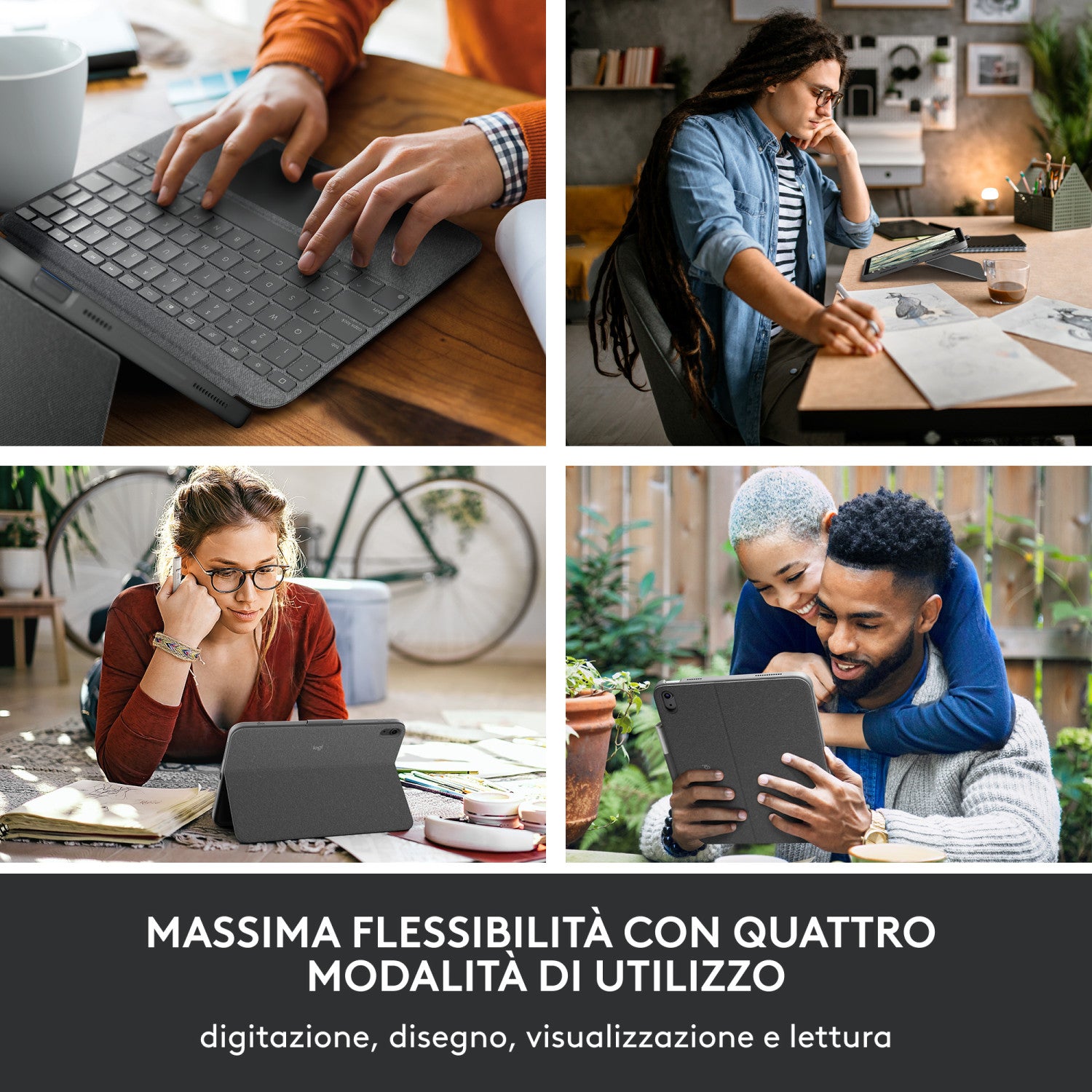 Logitech Combo Touch Grigio Smart Connector QWERTY Italiano