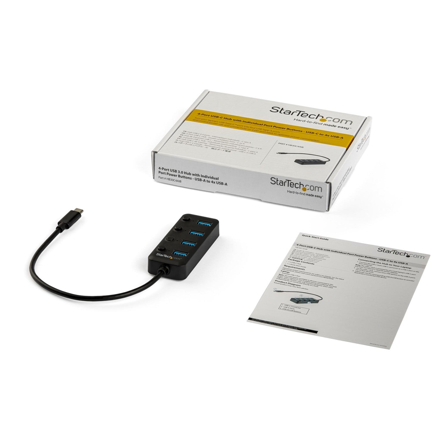 StarTech.com HB30C4AIB hub di interfaccia USB 3.2 Gen 1 (3.1 Gen 1) Type-C 5000 Mbit/s Nero