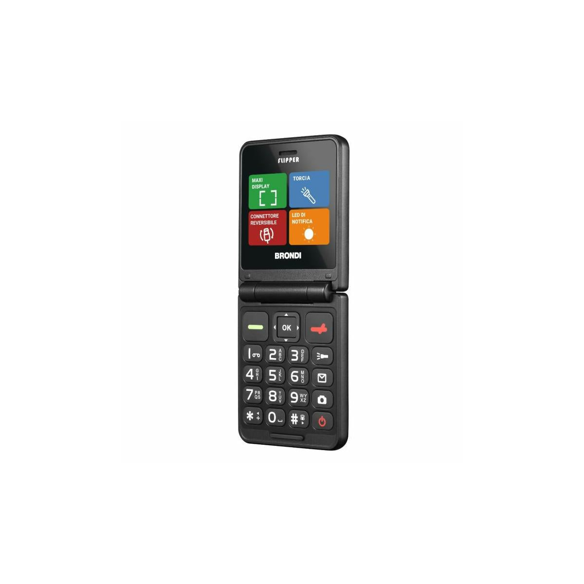 Brondi Flipper smartphone Nero Telefono cellulare basico