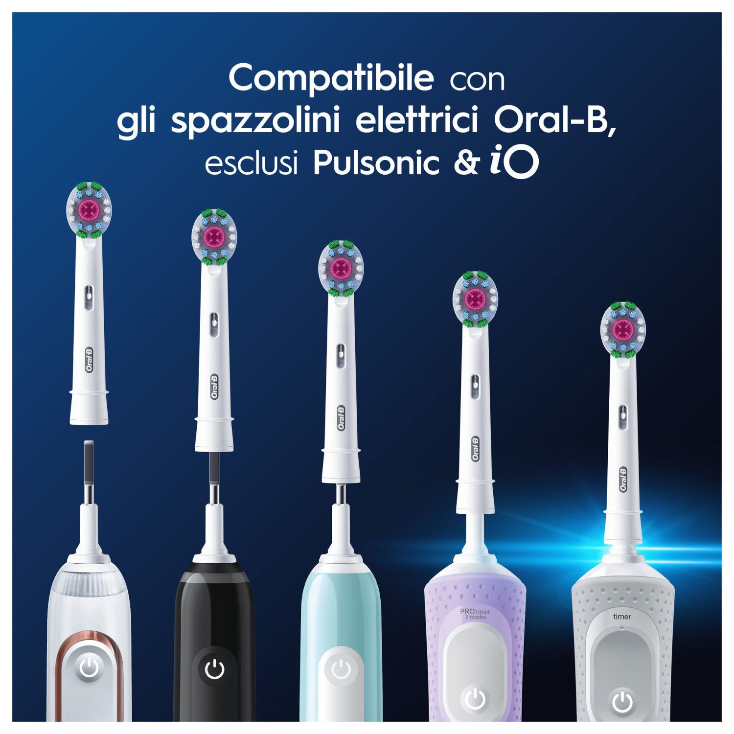 Oral-B Testine Di Ricambio Pro 3D White 3 pz Bianco