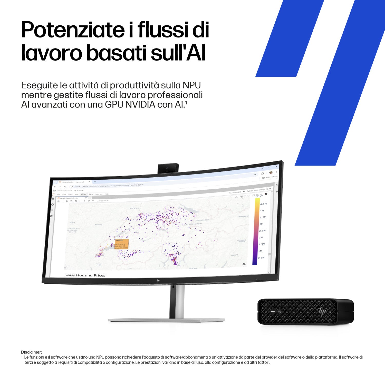 HP Z2 Mini G1i Workstation Desktop PC Wolf Pro Security Edition Intel Core Ultra 7 265 32 GB DDR5-SDRAM NVIDIA RTX A400 Windows 11 Pro Mini PC Stazione di lavoro AI Workstation, AI PC