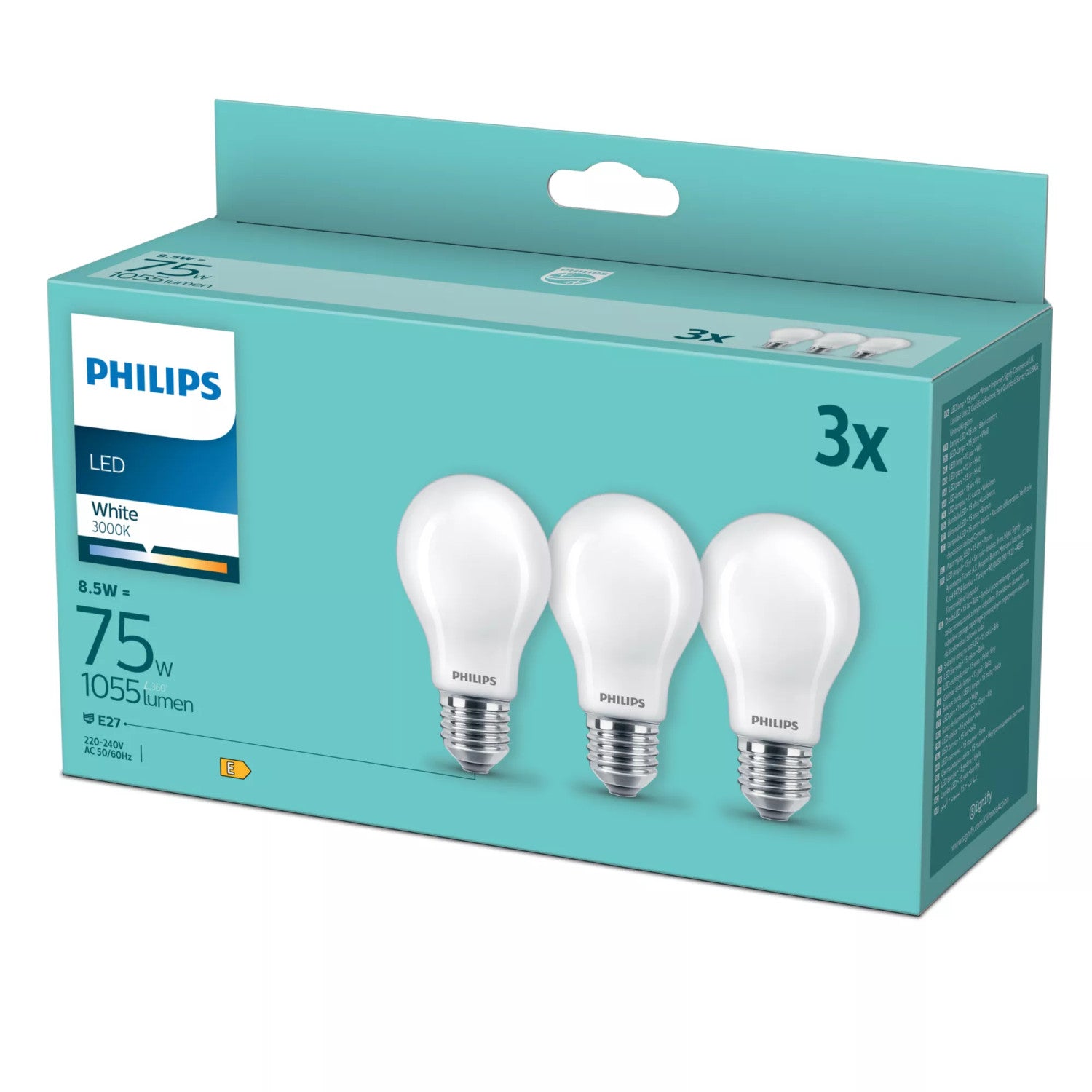 Philips Lampadina smerigliata a filamento 75 W A60 E27 x3