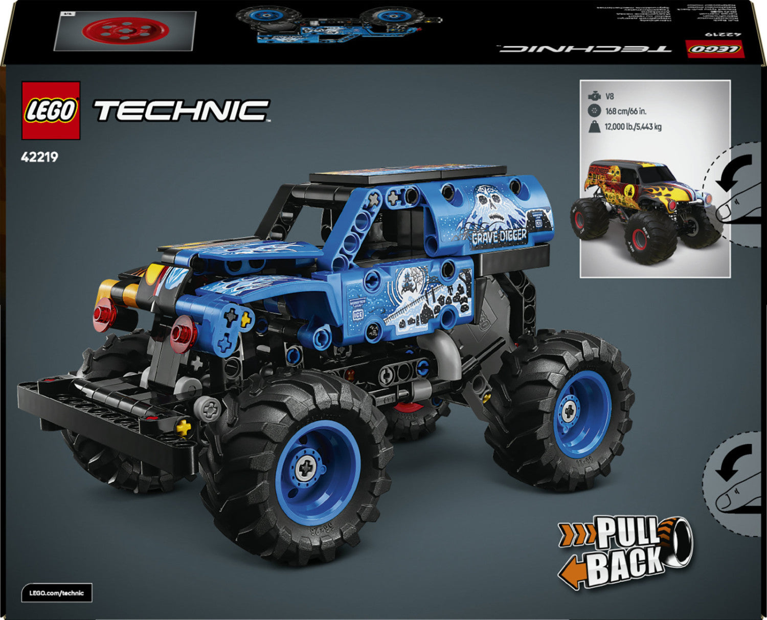 Set costruzioni LEGO 42219 TECHNIC Monster Jam Grave Digger Fuoco e Gh