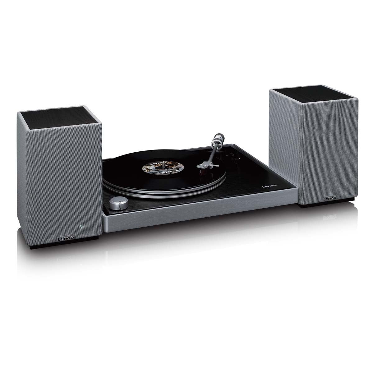 Lenco SPB-240BKGY Coppia Altoparlanti Stereo Hi-Fi Bluetooth 5.3 - 2x40W RMS - Amplificatore Classe D - DSP - RCA - Ottico - USB - Telecomando - Grigio/Nero