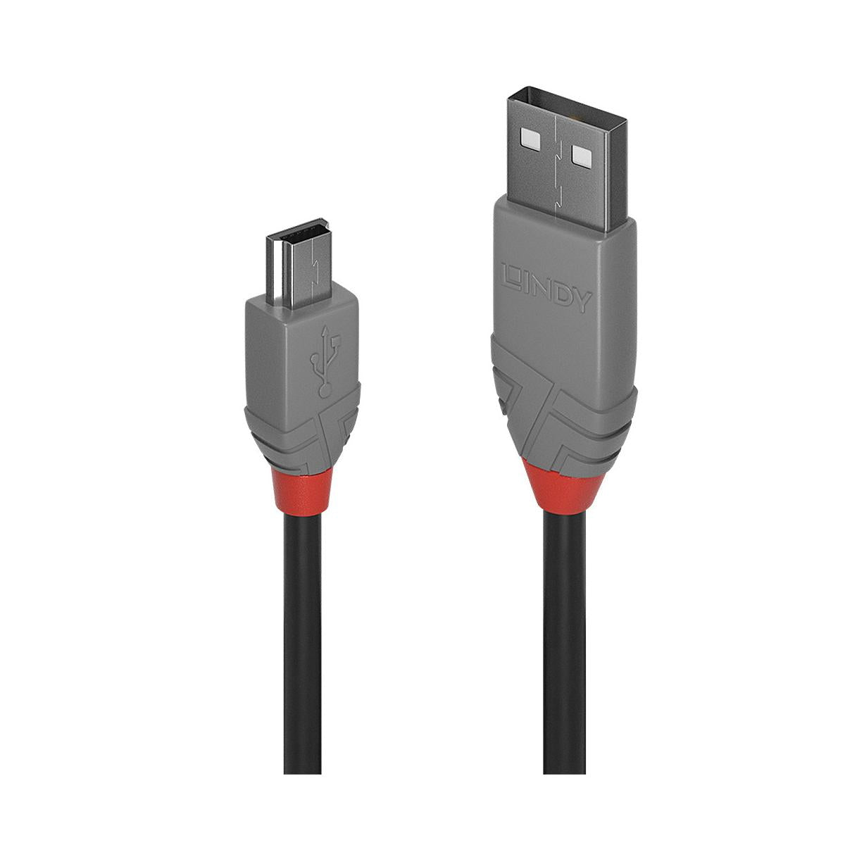 Lindy 36722 cavo USB 1 m USB 2.0 USB A Mini-USB B Nero, Grigio