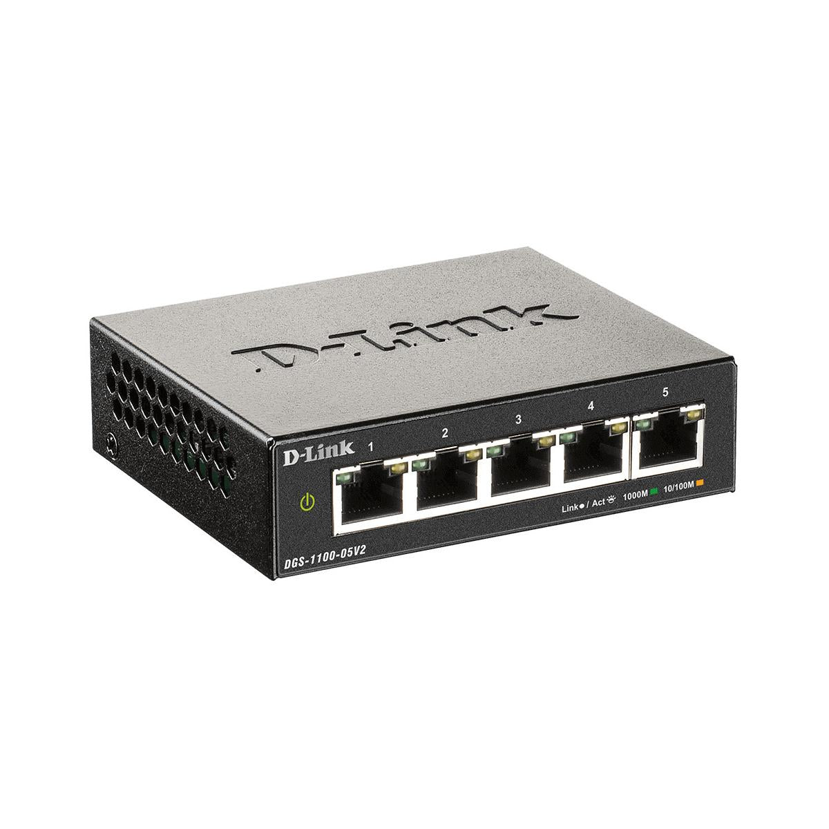 D-Link DGS-1100-05V2/E switch di rete Gestito L2 Gigabit Ethernet (10/100/1000) Nero