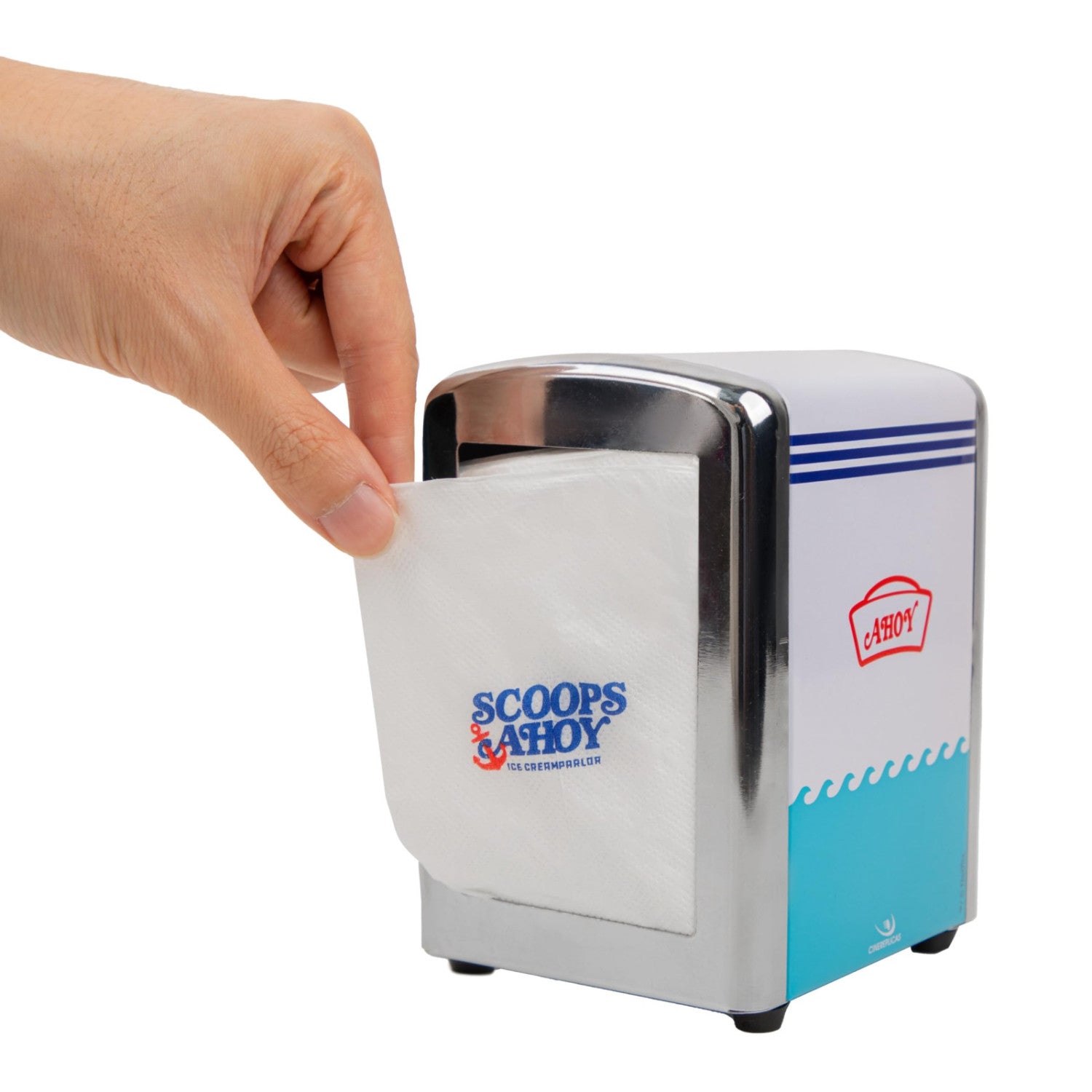 Cinereplicas Stranger Things Dispenser Di Tovaglioli Scoops Ahoy Con 250 Tovaglioli Inclusi