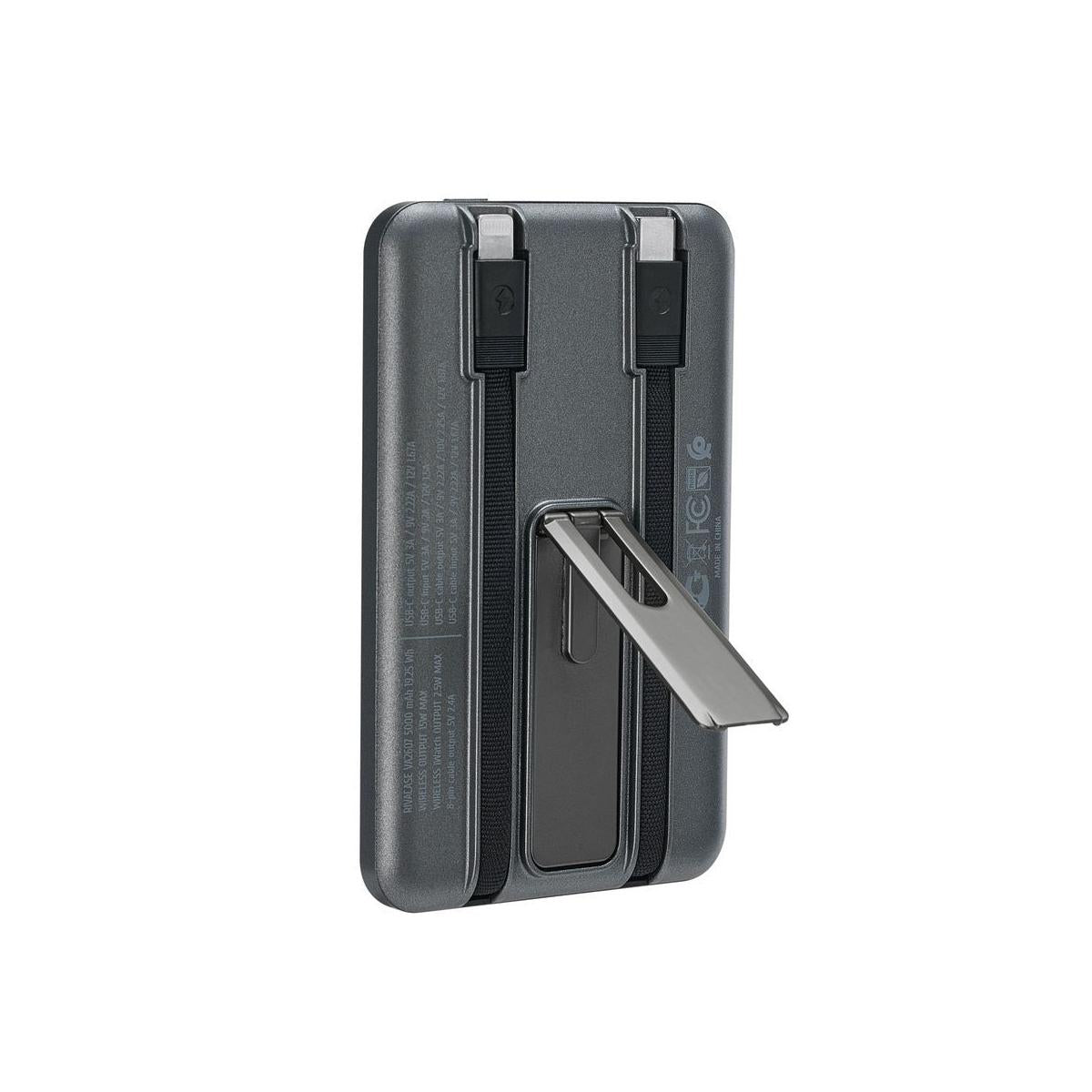 Rivacase VA2607 batteria portatile Polimeri di litio (LiPo) 5000 mAh Carica wireless Nero, Grigio