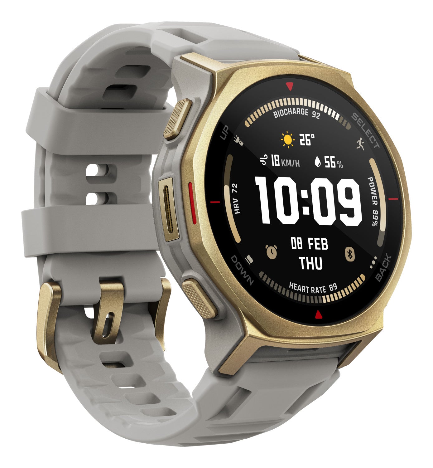 Amazfit T-rex 3 Pro 3,35 cm (1.32") AMOLED 44 mm Digitale 466 x 466 Pixel Touch screen Oro Wi-Fi GPS (satellitare)