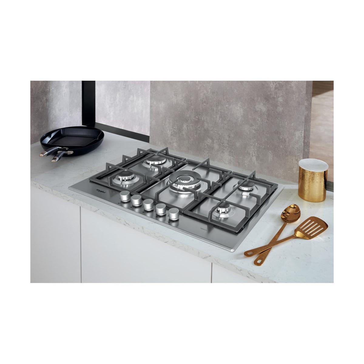Whirlpool GMR 7522/IXL Piano Cottura Acciaio Da Incasso Gas 5 Fornelli