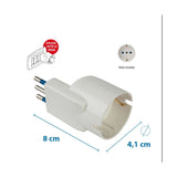 Poly Pool Adattatore Salvaspazio PP2233 Spina 10A 2P T e Presa Schuko Standard Tedesco Bianco