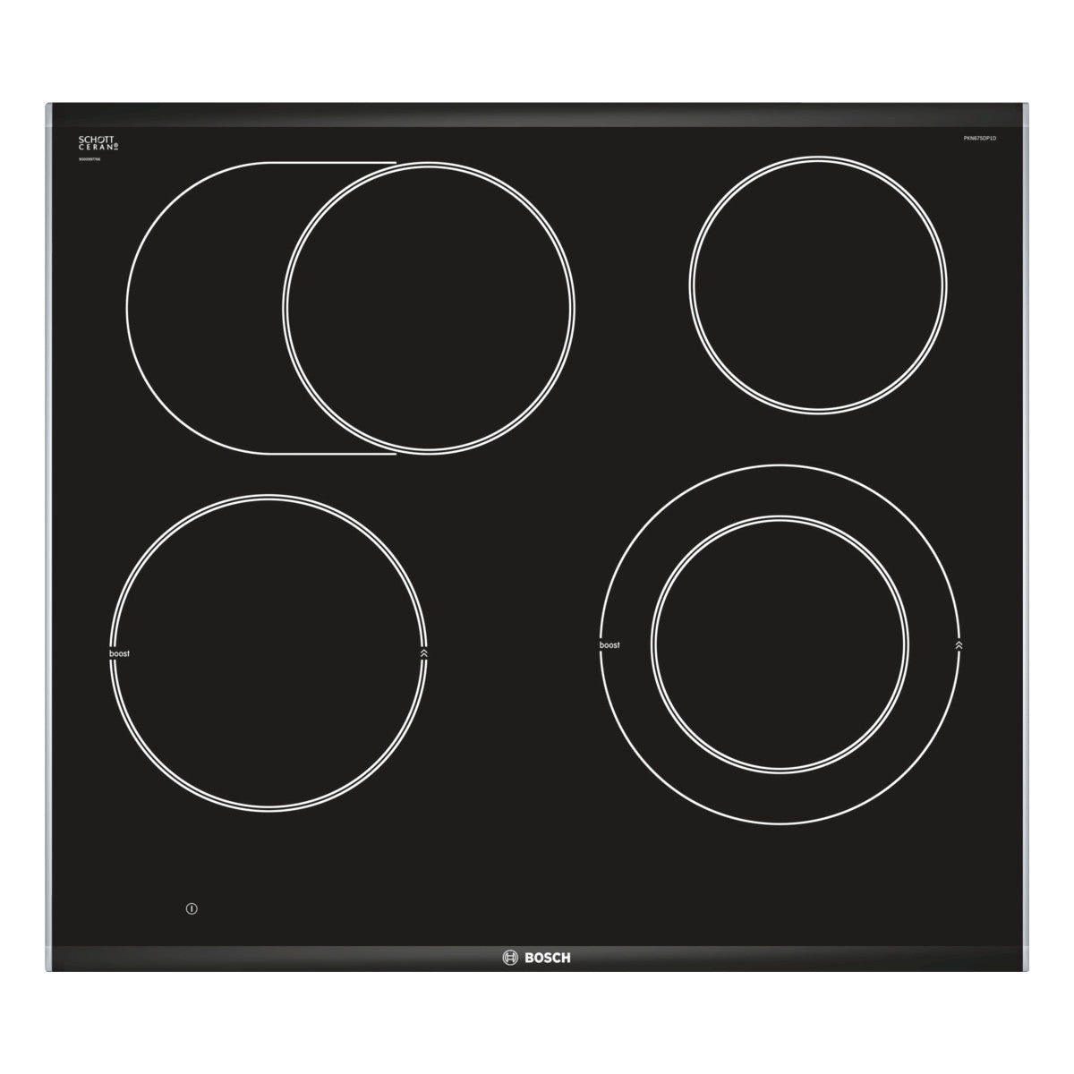 Bosch Serie 8 PKN675DP1D piano cottura Nero, Acciaio inox Da incasso Ceramica 4 Fornelli