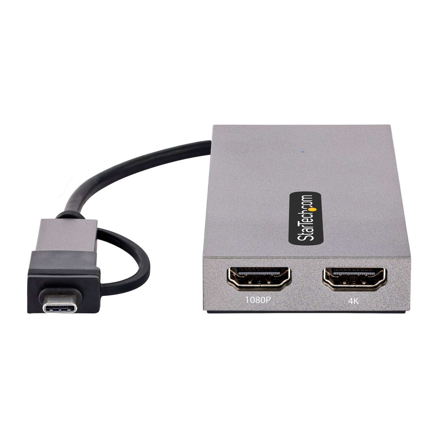 StarTech.com Adattatore USB 3.0 a HDMI, Scheda Video Esterna USB 3.0 a Doppio HDMI (1x 4K30Hz/1x 1080p), Cavo da 11cm integrato con Dongle da USB-A a USB-C; Convertitore da USB-A/C a Dual HDMI - Win/Mac