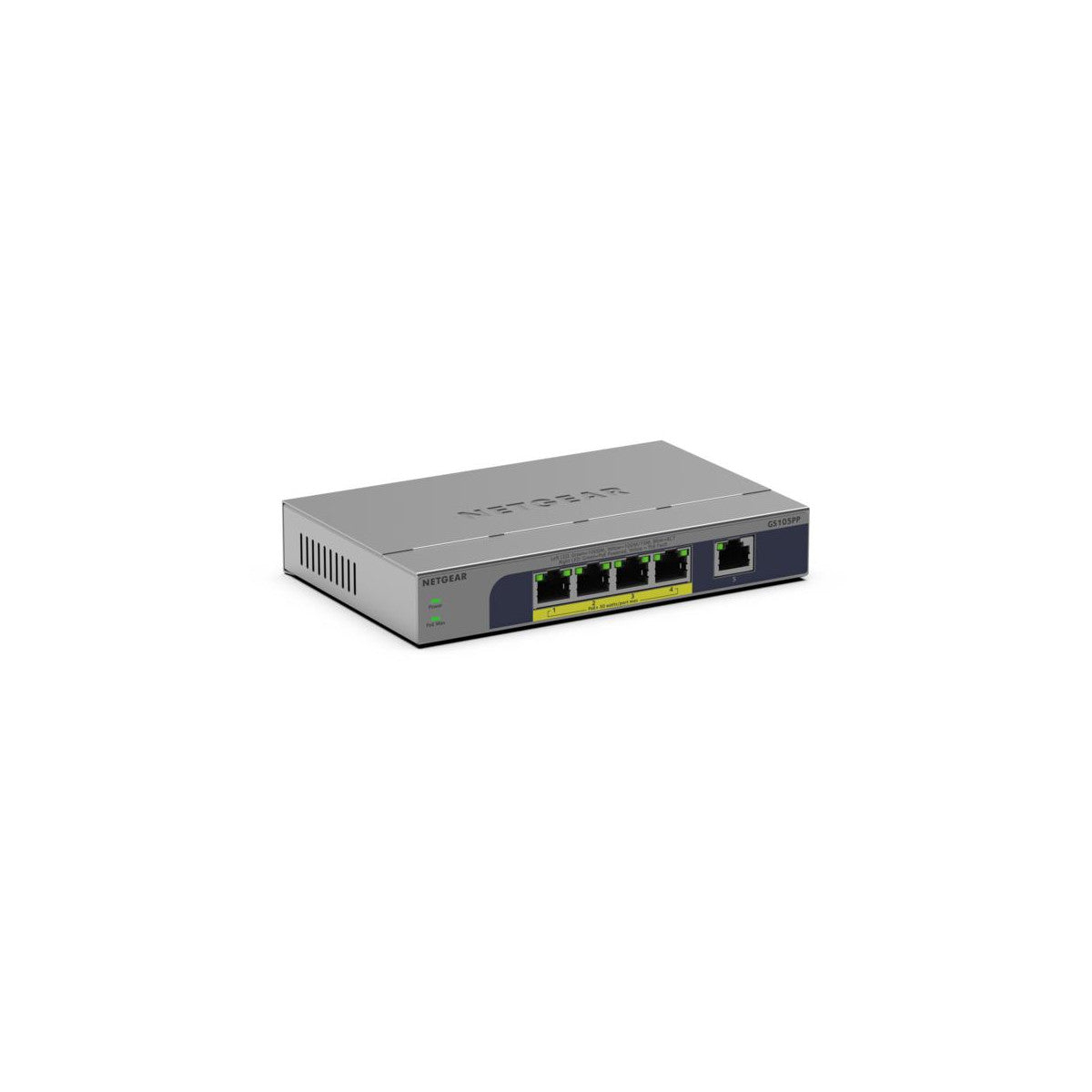 NETGEAR GS105PP Non gestito Gigabit Ethernet (10/100/1000) Supporto Power over Ethernet (PoE) Montaggio da desktop/parete Grigio