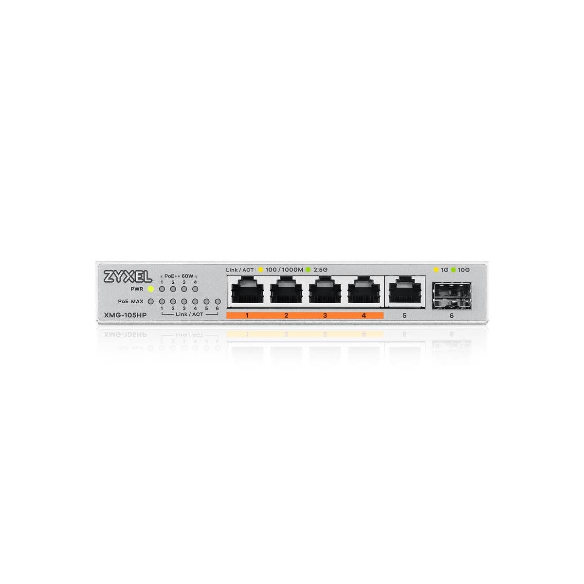 Zyxel XMG-105HP Switch di Rete non Gestito 2.5G Ethernet Supporto Power over Ethernet Argento