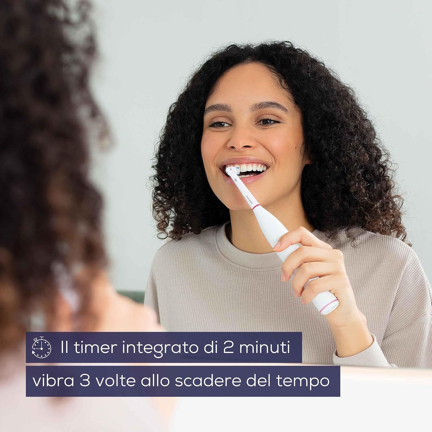 Beurer TB 30 Spazzolino Elettrico con 2 Programmi di Pulizia Personalizzati, Clean e Sensitive, e Timer Integrato da 2 Minuti per una Pulizia Corretta Batteria Ricaricabile con Autonomia di 20 Giorni