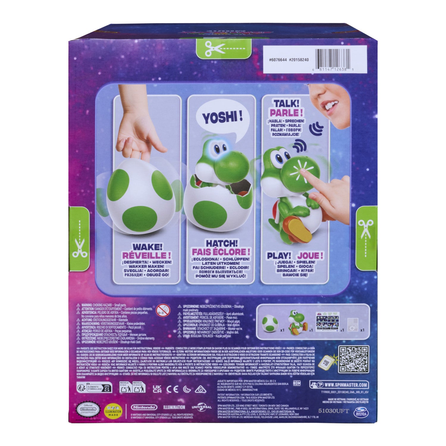Super Mario Galaxy Il Film, Hatchin' Yoshi, Uovo e Personaggio Giocattolo Interattivo con Suoni, Action Figure Super Mario, Batterie Incluse, per Bambini 4 Anni