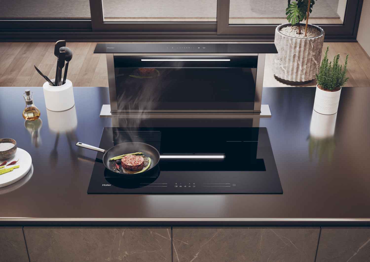 Haier I-Move Series 6 HAMTSJ86MC/1 Nero Da incasso 59 cm Piano cottura a induzione 6 Fornelli