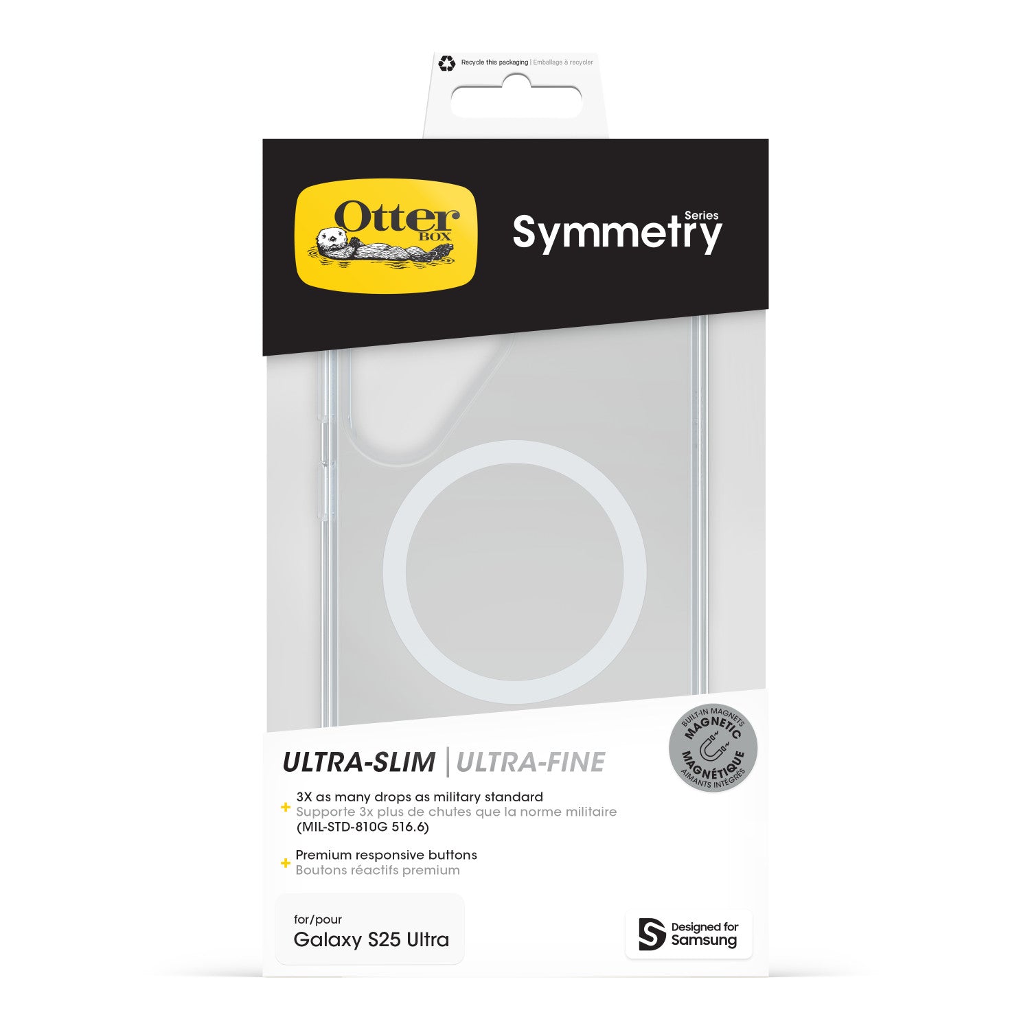OtterBox Symmetry Series Clear with Magnets per Samsung Galaxy S25 Ultra, trasparente