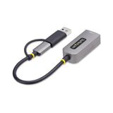 StarTech.com Adattatore da USB-C a Ethernet con dongle USB-A, 10/100/1000Mbps, adattatore di rete da USB 3.0 a Gigabit Ethernet, cavo collegato 6in/15cm, adattatore USB GbE