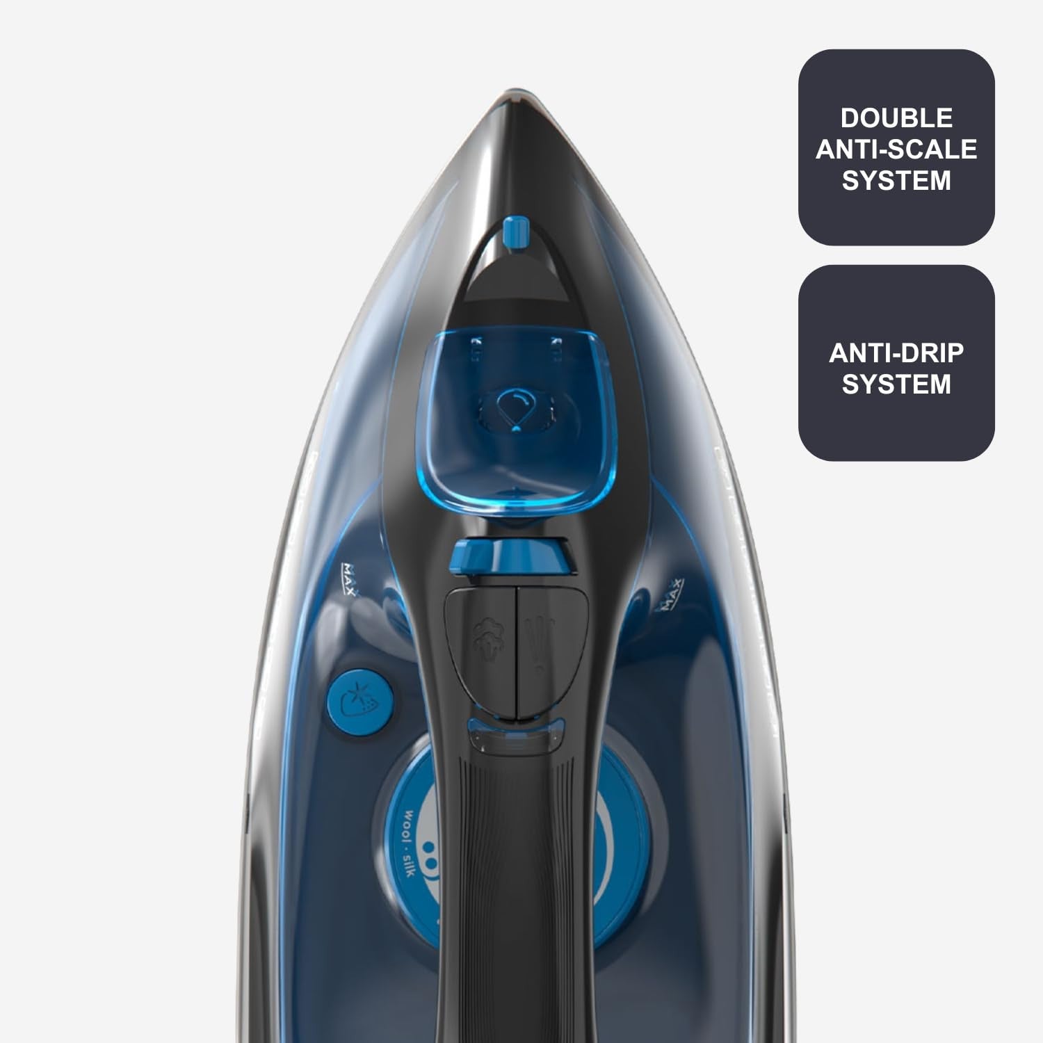 Black Decker BXIR2605E Ferro da Stiro a Vapore 2600W Piastra in Acciaio Inox Anti-Calcare Auto-Pulizia