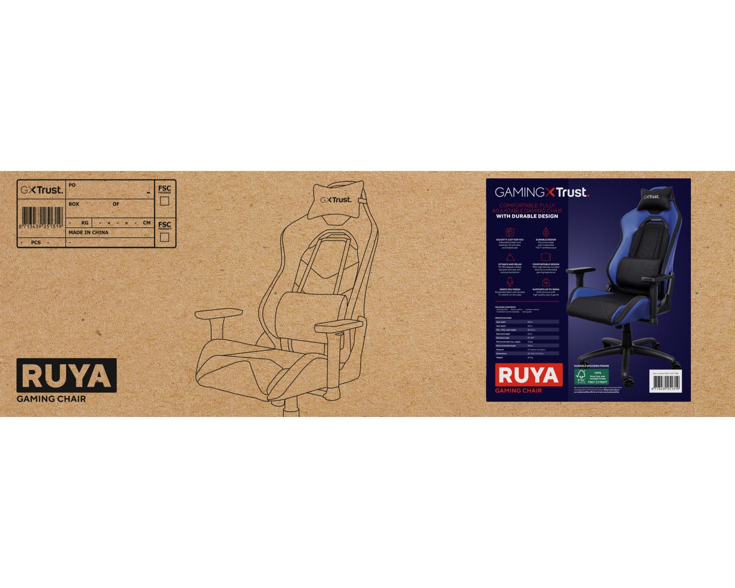 Trust GXT 714 RUYA Sedia per gaming universale Nero, Blu