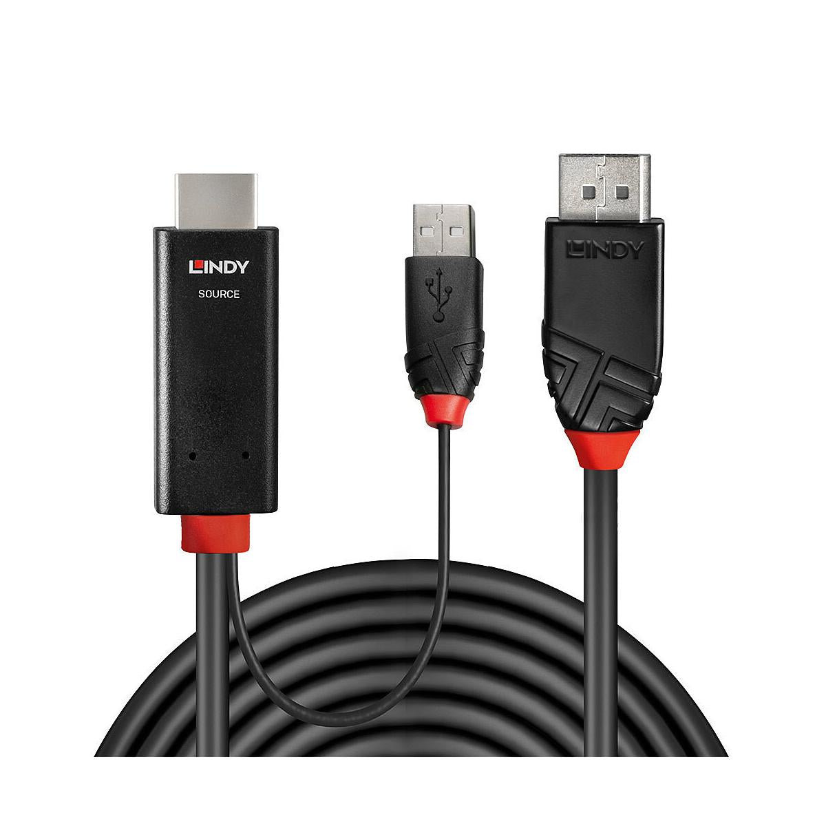 Lindy 41499 cavo e adattatore video 2 m HDMI USB Type-A DisplayPort Nero