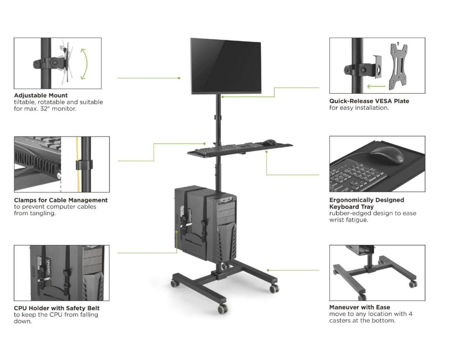 Equip 650171 carrello e supporto multimediale Nero PC Carrello multimediale