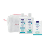 Chicco Baby Moments Beauty Bag Con Zip Rosa - Bagnoschiuma 200ml Shampoo 200ml Saponetta 100g