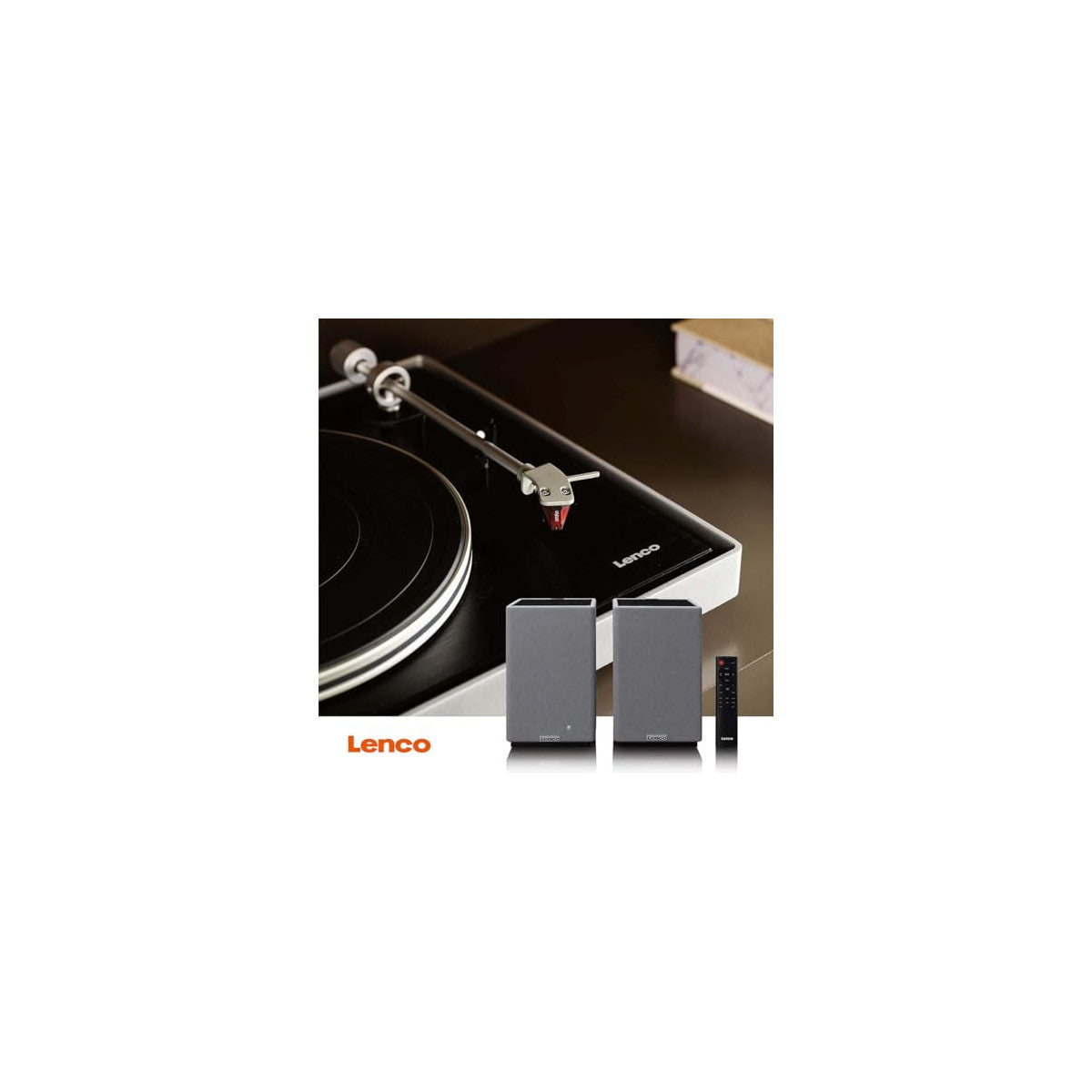 Lenco SPB-240BKGY Coppia Altoparlanti Stereo Hi-Fi Bluetooth 5.3 - 2x40W RMS - Amplificatore Classe D - DSP - RCA - Ottico - USB - Telecomando - Grigio/Nero