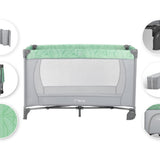 Momi Lettino Da Viaggio Belove 3 In 1 Con Materassino E Borsa, 0-36 Mesi, Max 15 Kg, 125x65x78 Cm, Verde