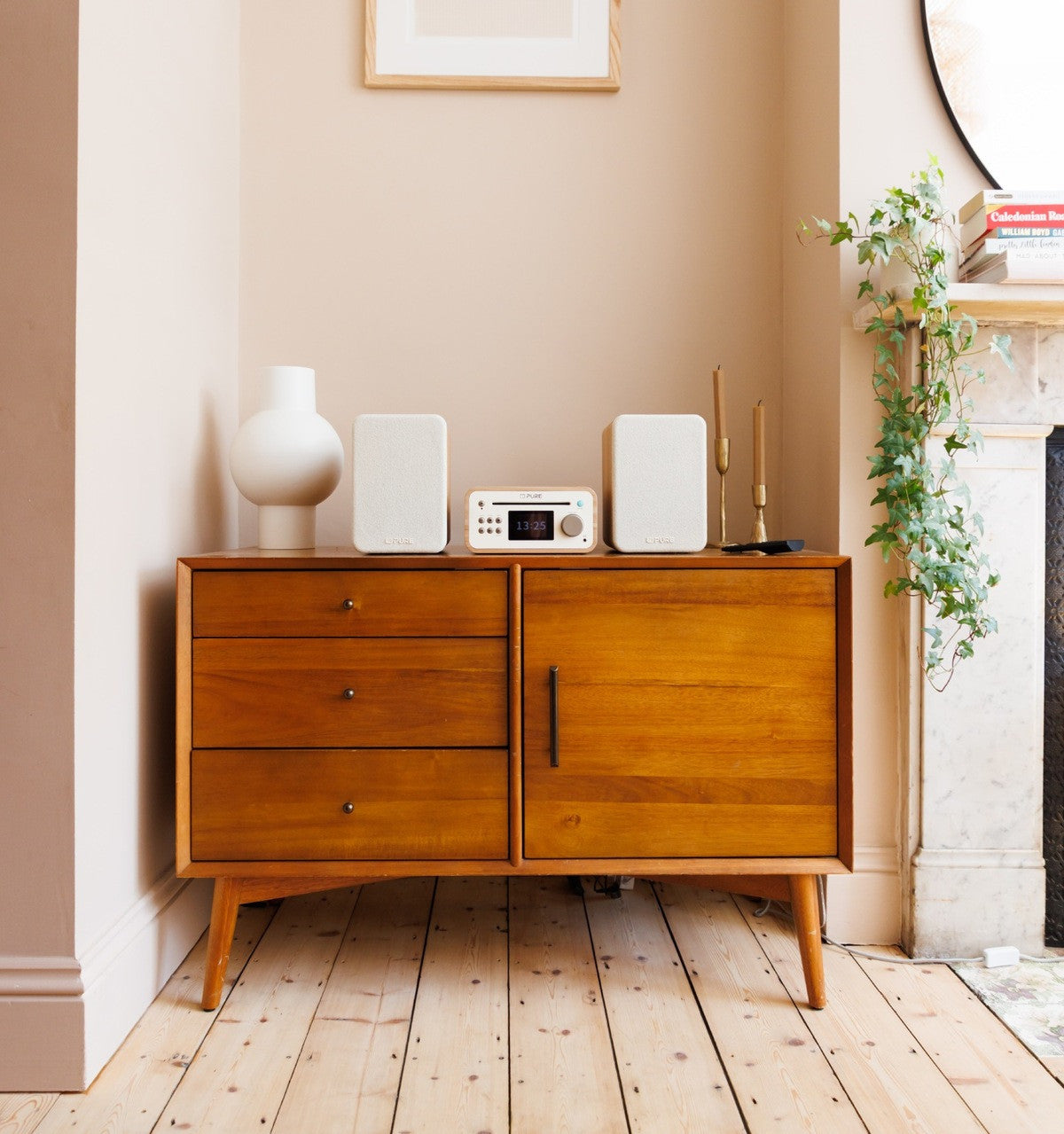 Pure Classic Stereo Mini Microsistema audio per la casa 40 W Quercia, Bianco