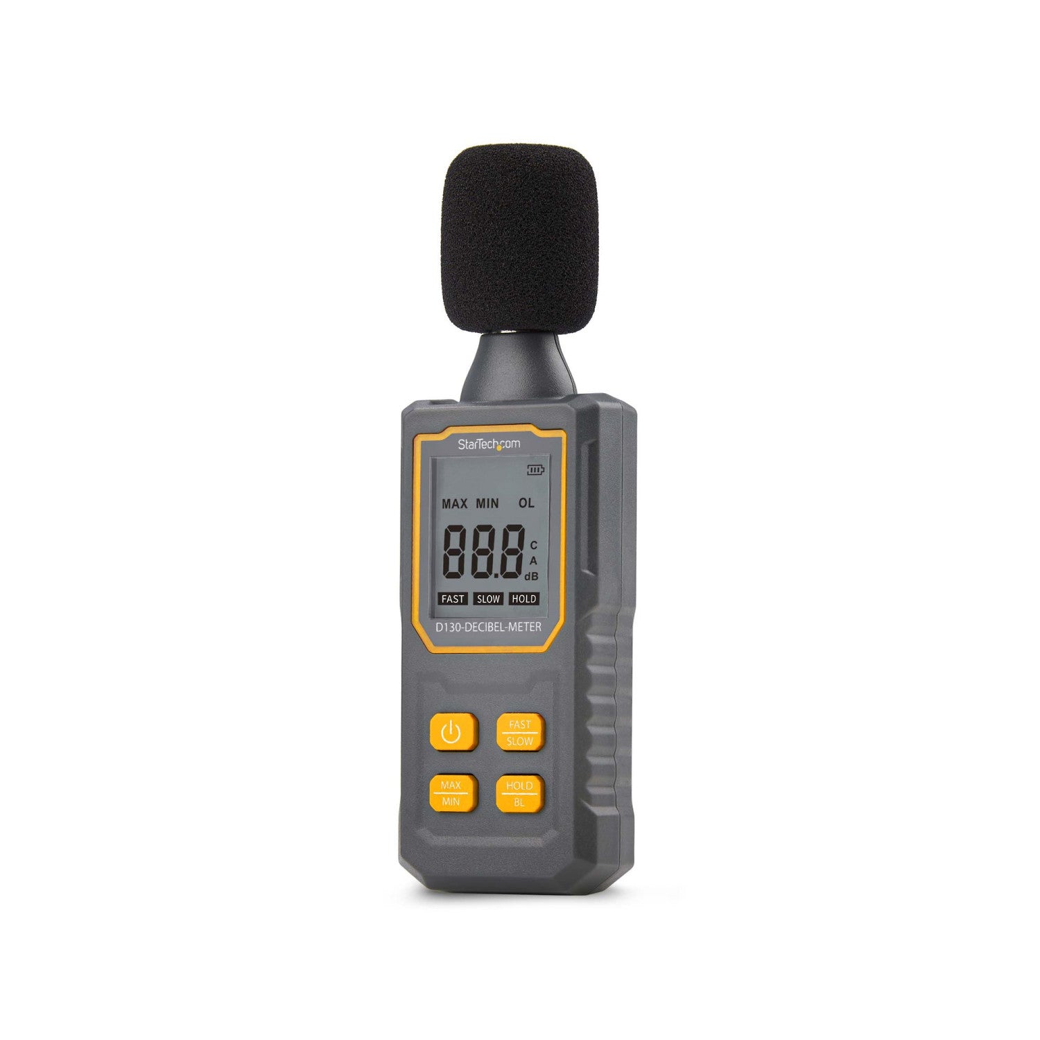 StarTech.com Fonometro Digitale Portatile, Misuratore di Rumore con Display LCD, Tester di Decibel con intervallo 30/130bBA per Sale Server/Uffici con letture Min/Max