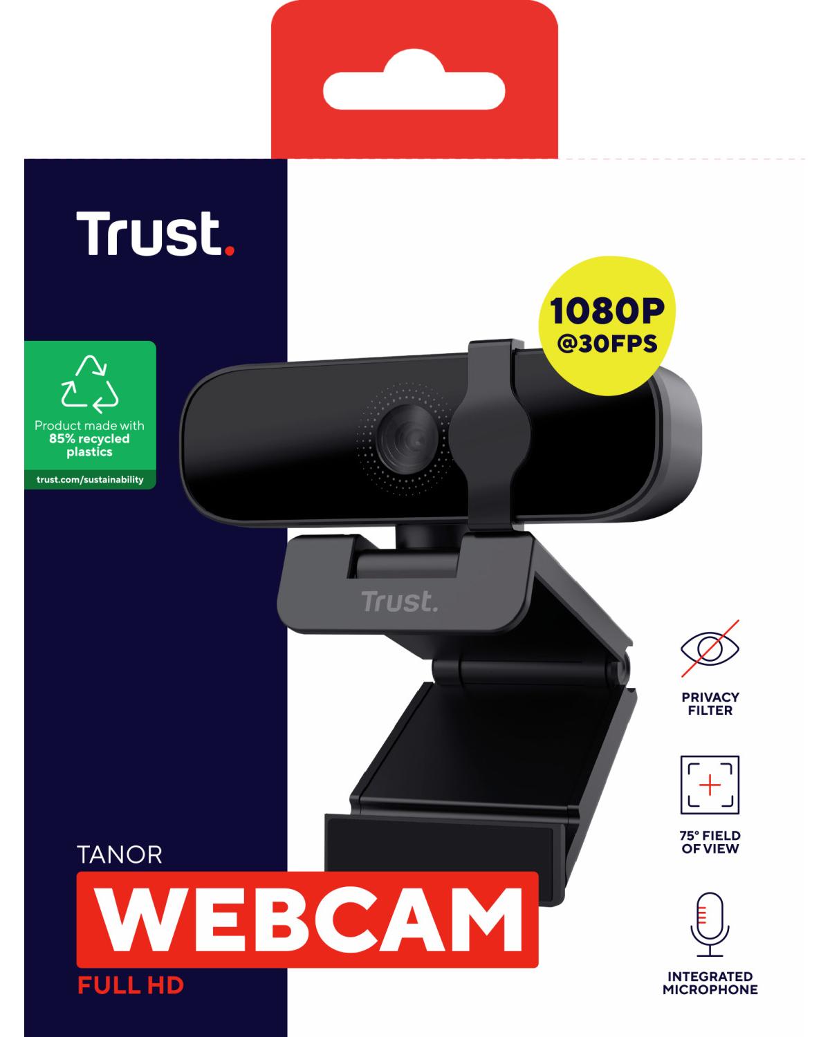 Trust Tanor webcam 1920 x 1080 Pixel USB Nero