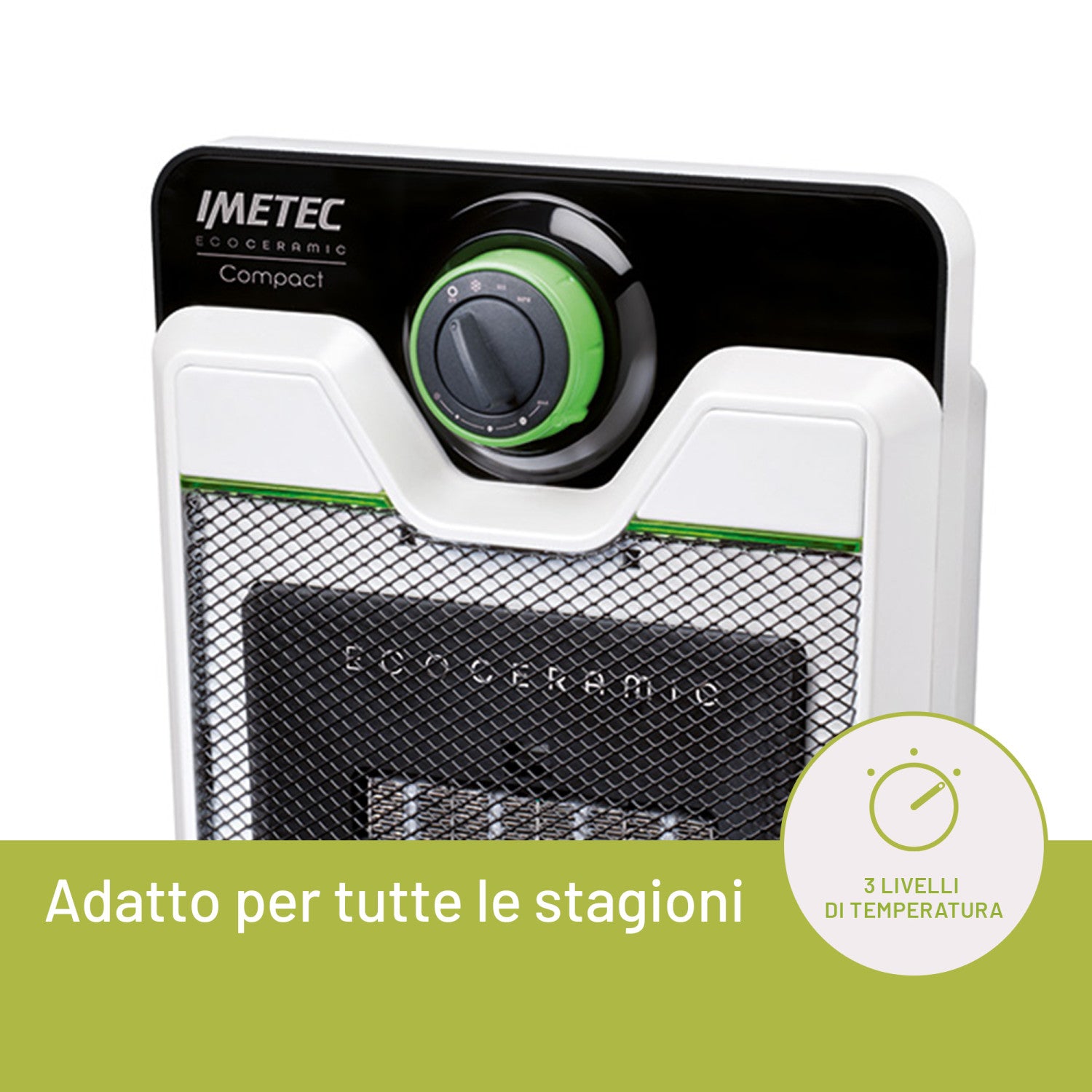 Imetec Compact Interno Nero, Bianco 2000 W Riscaldatore ambiente elettrico con ventilatore