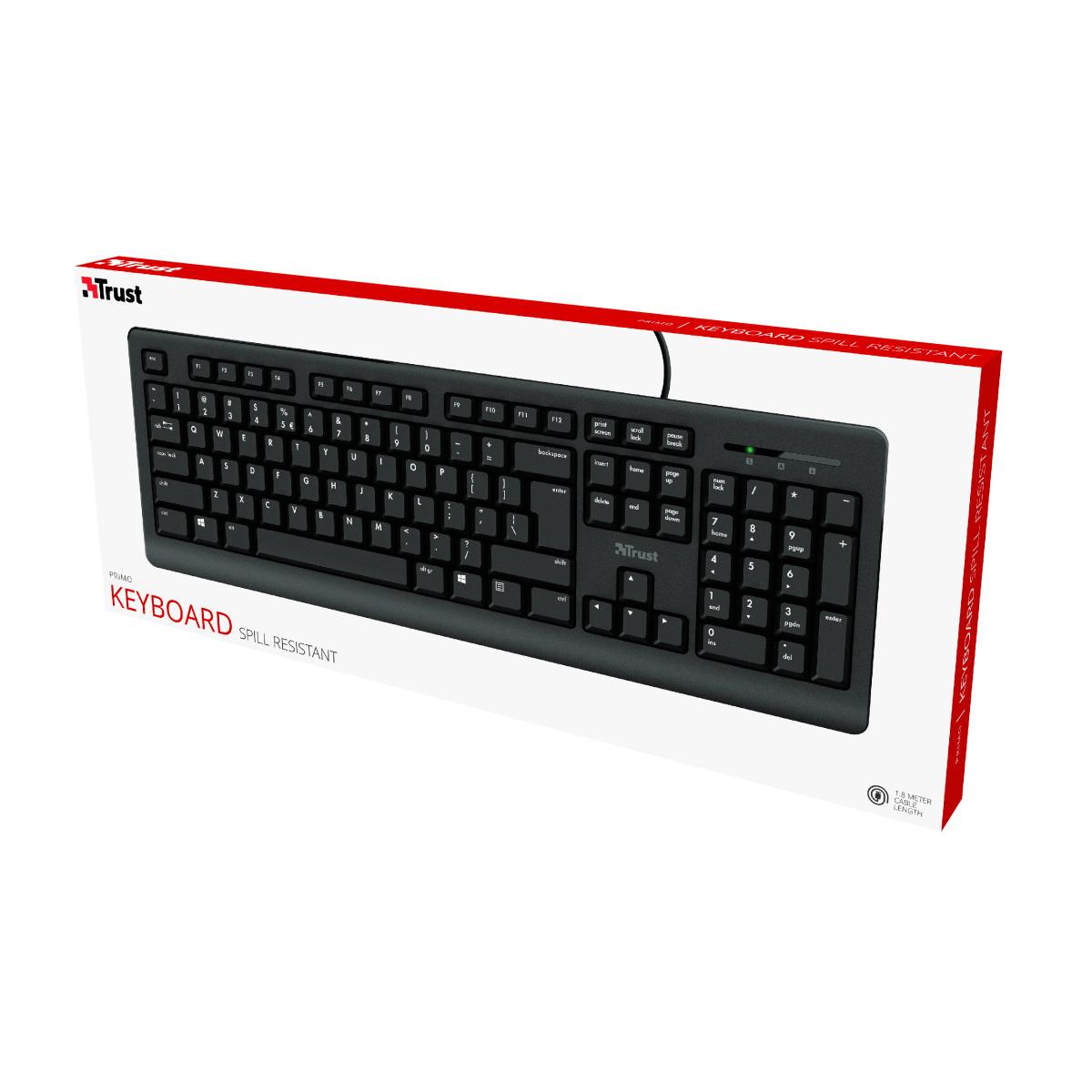 Trust Primo tastiera USB QWERTY Inglese UK Nero