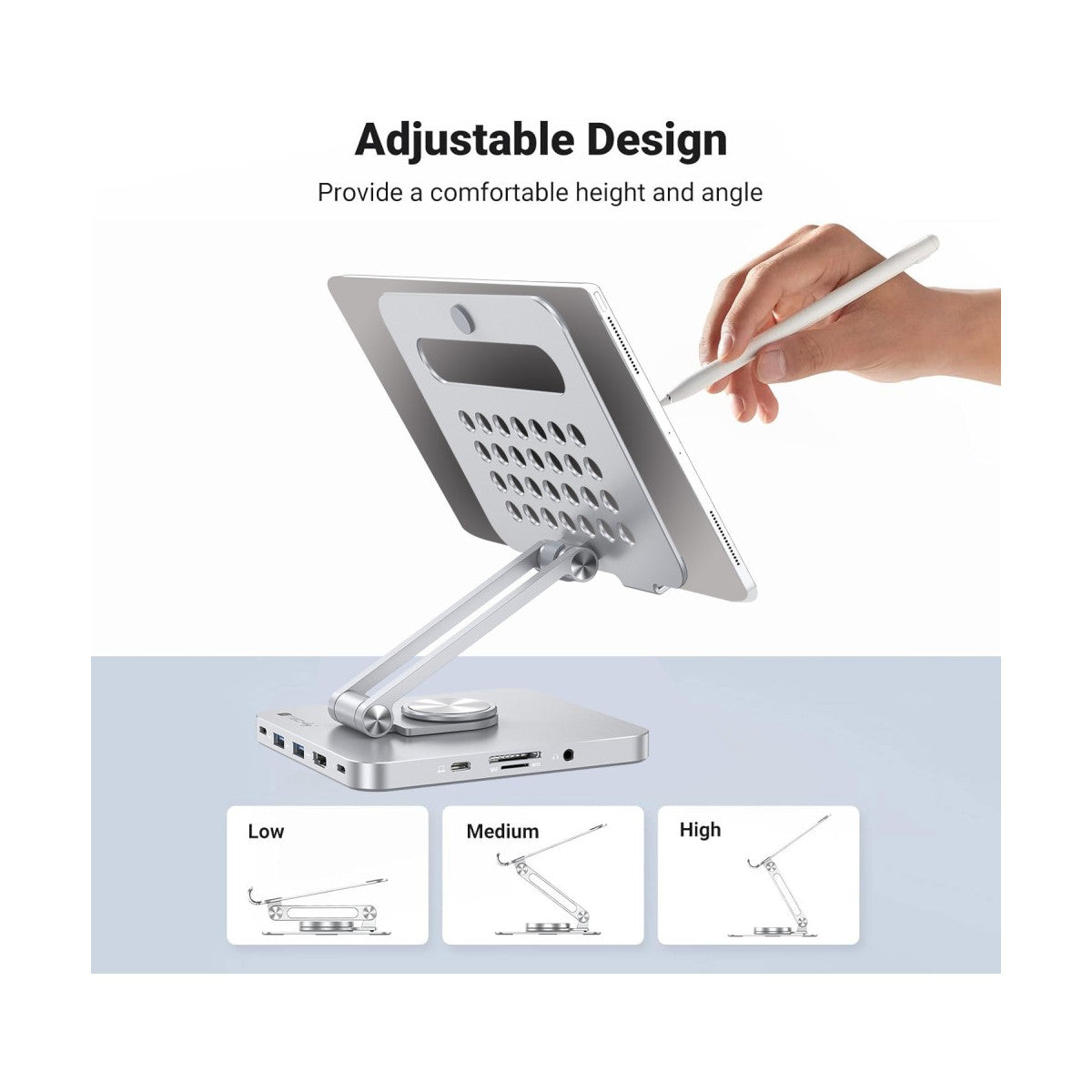 Techly Supporto per Tablet Hub Docking Station USB-C 8 in 1