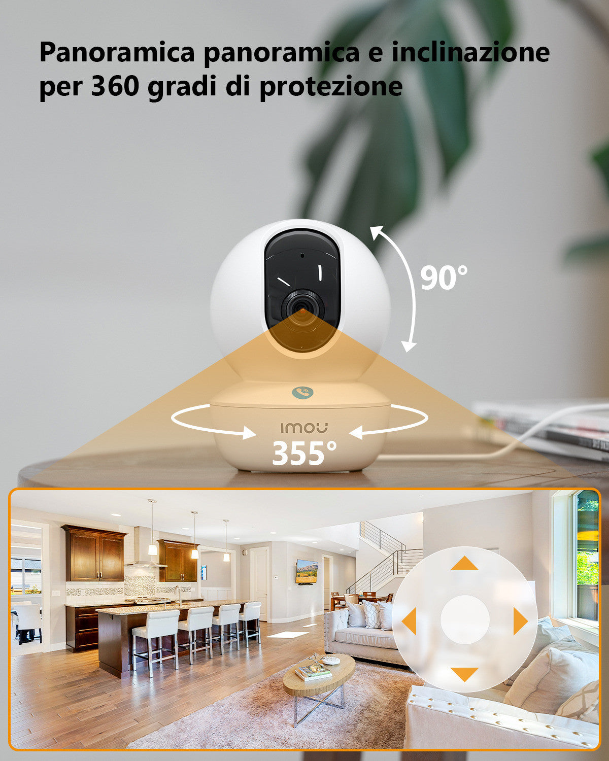 Imou RANGER RC 2K Telecamera motorizzata da interno 2K 3MP con sirena e pulsante chiamata rapida, WI-FI 6 (2,4 GHz e 5 GHz)