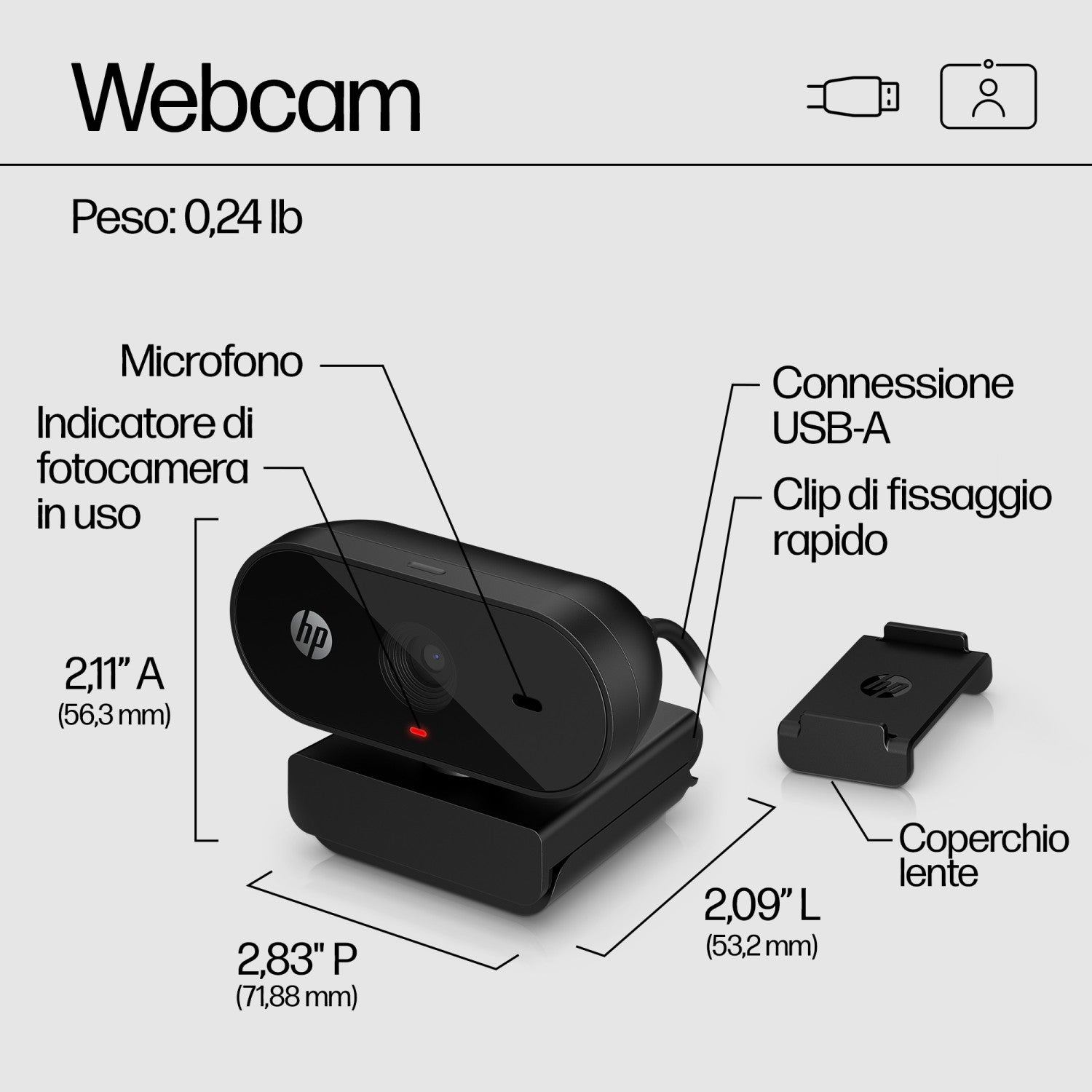 HP 320 FHD webcam 1920 x 1080 Pixel USB Nero