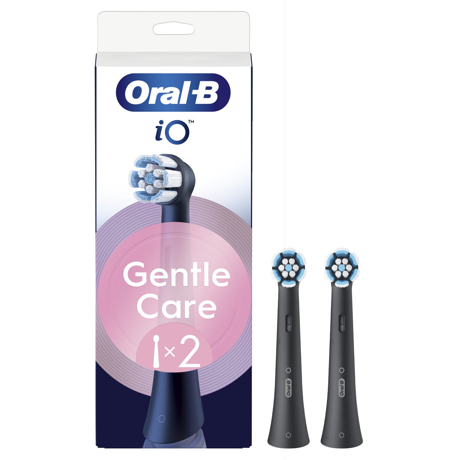 Oral-B Testine di Ricambio iO Series Gentle Care Nere, Testine Rotonde Originali, per Gengive Sensibili, 2 Testine