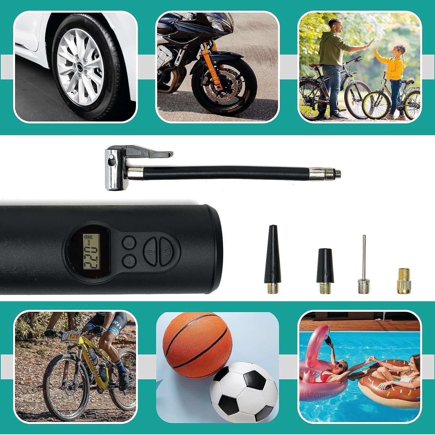 Overmust Compressore Portatile Auto 150PSI Con Display LCD E Luce LED 80 Lumens
