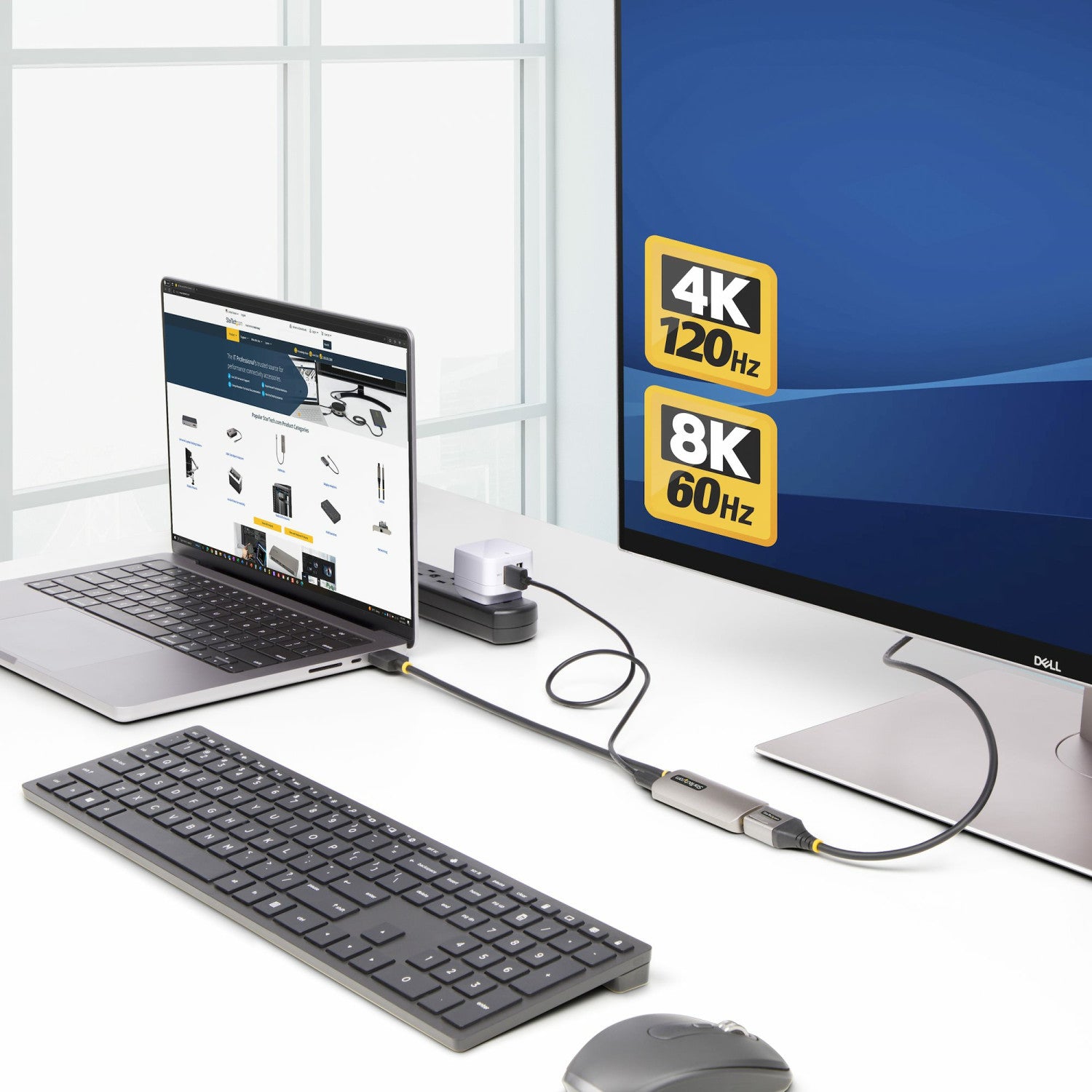 StarTech.com Cavo adattatore da HDMI a DisplayPort da 30 cm 8K 60Hz convertitore video attivo da HDMI 2.1 a DP 1.4 alimentato da bus USB con cavo incluso