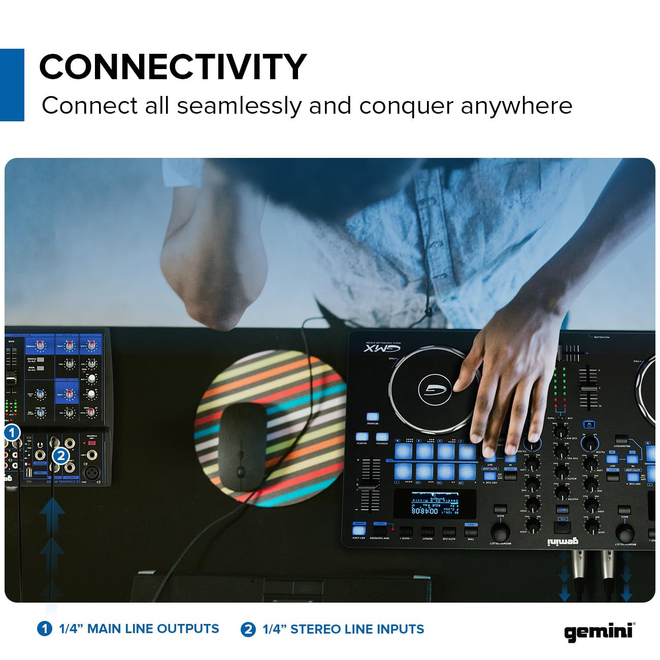 Gemini Sound GEM-05USB Mixer DJ Analogico 5 Canali con Bluetooth e USB