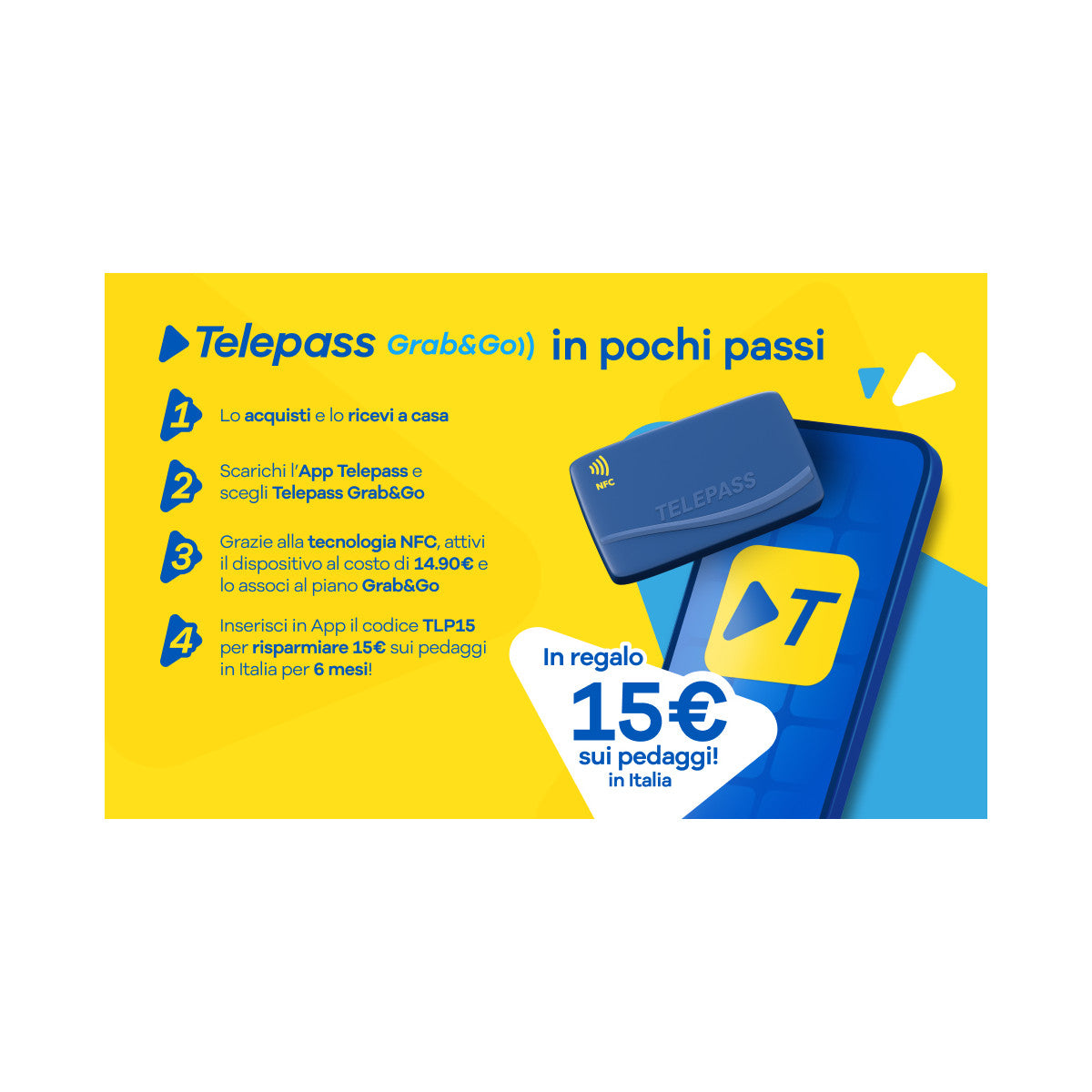 Telepass Grab Go tag RFID Blu 1 pz