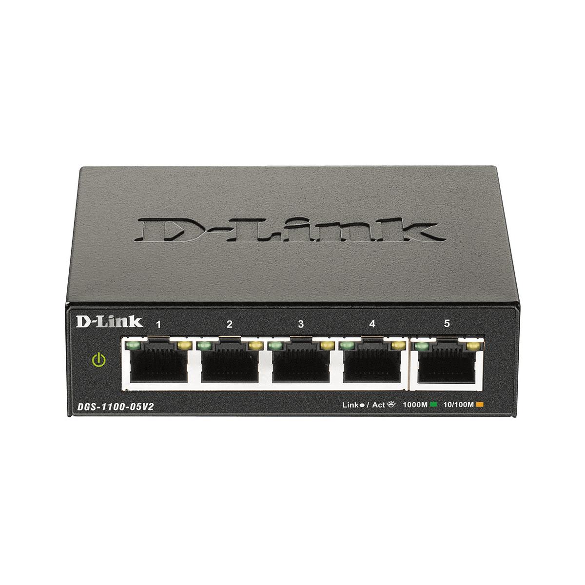 D-Link DGS-1100-05V2/E switch di rete Gestito L2 Gigabit Ethernet (10/100/1000) Nero